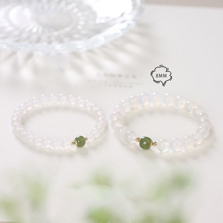 Bracelet porte-bonheur en agate blanche naturelle et jade de Buddha Stones