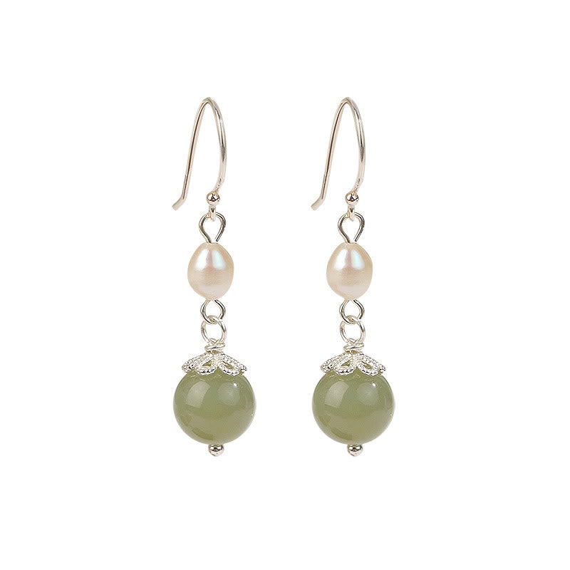 Boucles d'oreilles de sagesse en argent sterling 925 avec perles naturelles et jade Buddha Stones - image 4