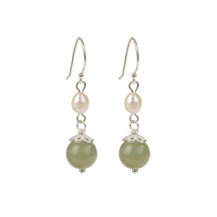 Boucles d'oreilles de sagesse en argent sterling 925 avec perles naturelles et jade Buddha Stones - image 4