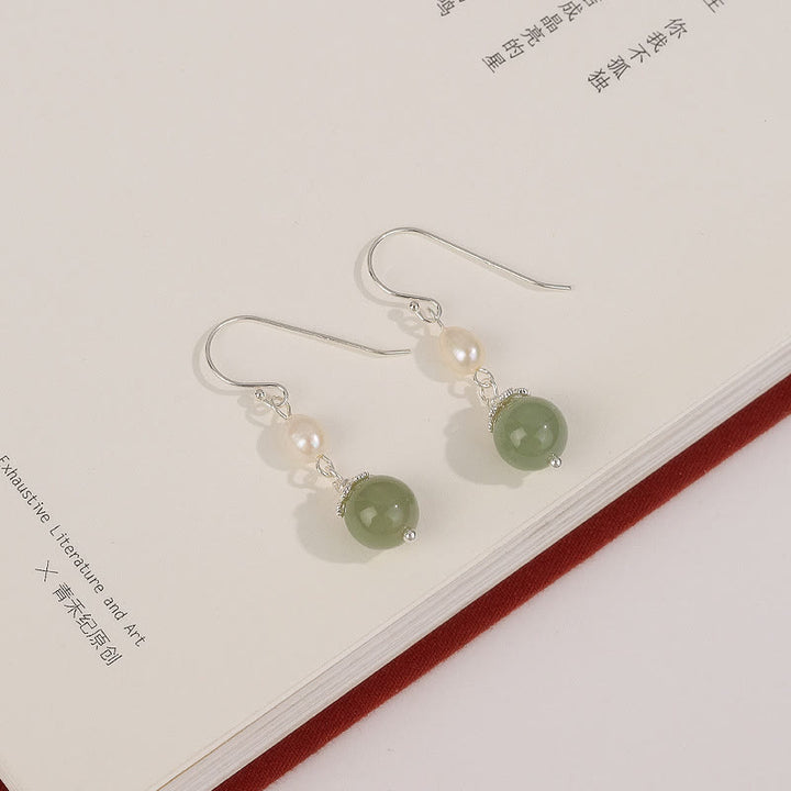 Boucles d'oreilles de sagesse en argent sterling 925 avec perles naturelles et jade Buddha Stones - image 3