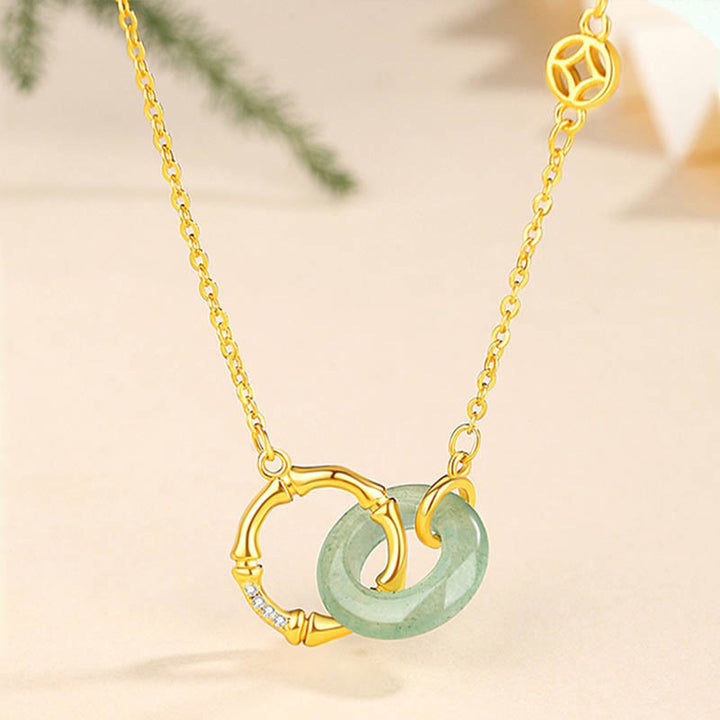 Buddha Stones et aventurine verte naturelle, boucle de paix, pièce de monnaie en bambou, prospérité - Aventurine verte - image 0