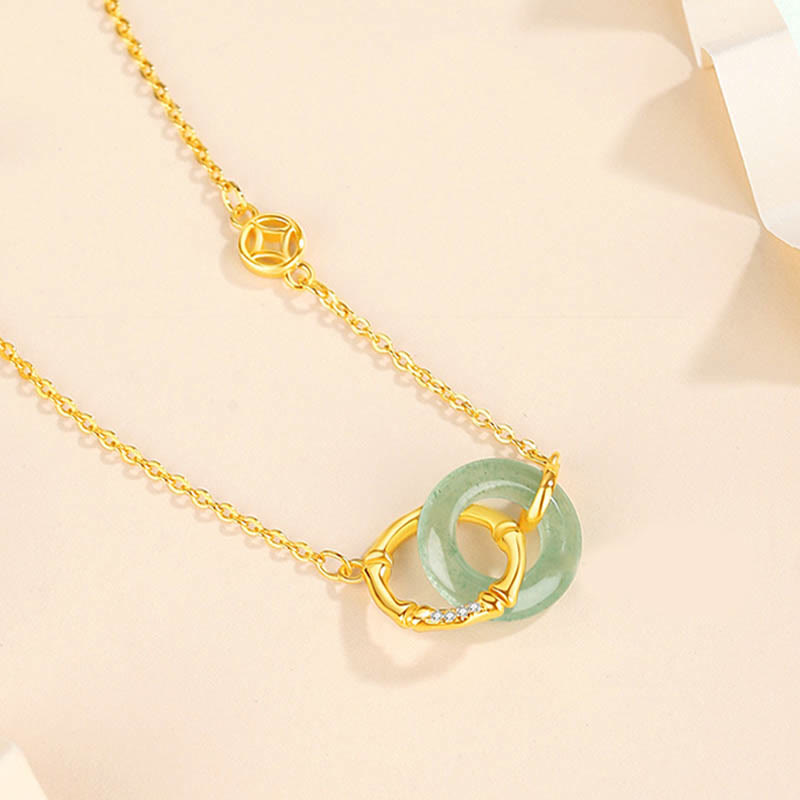 Buddha Stones et aventurine verte naturelle, boucle de paix, pièce de monnaie en bambou, prospérité