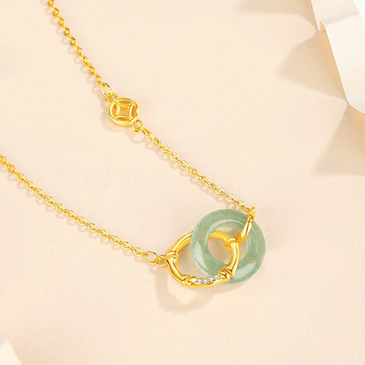 Buddha Stones et aventurine verte naturelle, boucle de paix, pièce de monnaie en bambou, prospérité