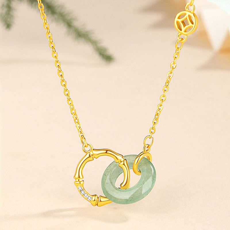 Buddha Stones et aventurine verte naturelle, boucle de paix, pièce de monnaie en bambou, prospérité - Aventurine verte - image 0