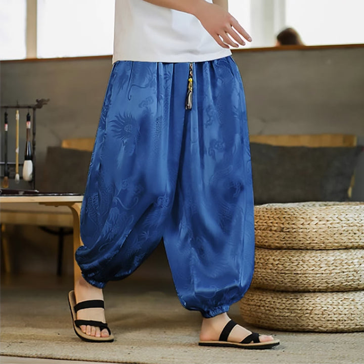 Pantalon sarouel ample pour homme avec poches et motif Buddha Stones