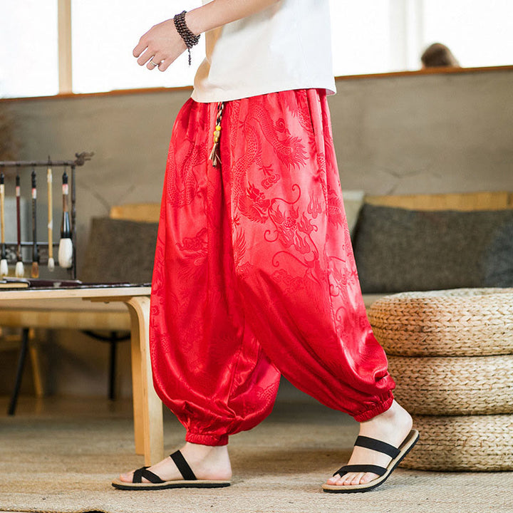 Pantalon sarouel ample pour homme avec poches et motif Buddha Stones