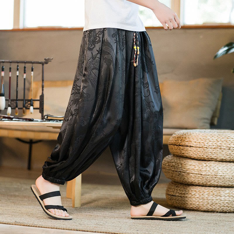 Pantalon sarouel ample pour homme avec poches et motif Buddha Stones - Noir - US/UK/AU46，EU56 (5XL) - image 0