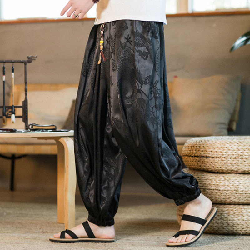 Pantalon sarouel ample pour homme avec poches et motif Buddha Stones