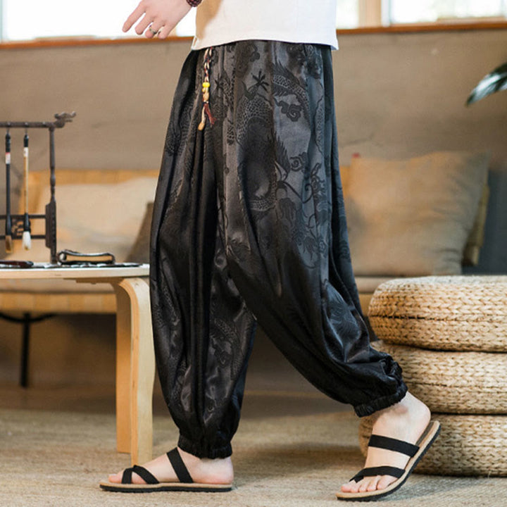 Pantalon sarouel ample pour homme avec poches et motif Buddha Stones