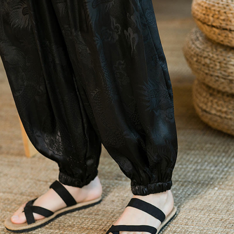 Pantalon sarouel ample pour homme avec poches et motif Buddha Stones