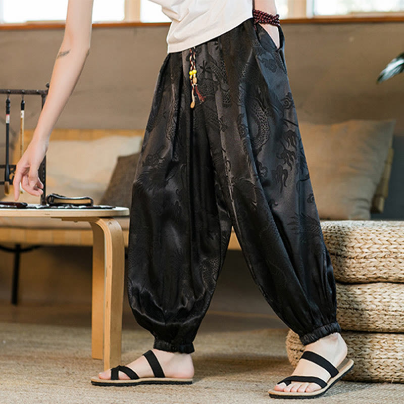 Pantalon sarouel ample pour homme avec poches et motif Buddha Stones