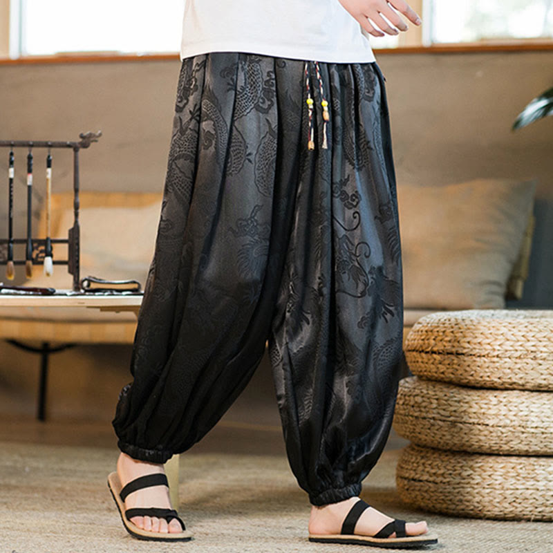 Pantalon sarouel ample pour homme avec poches et motif Buddha Stones