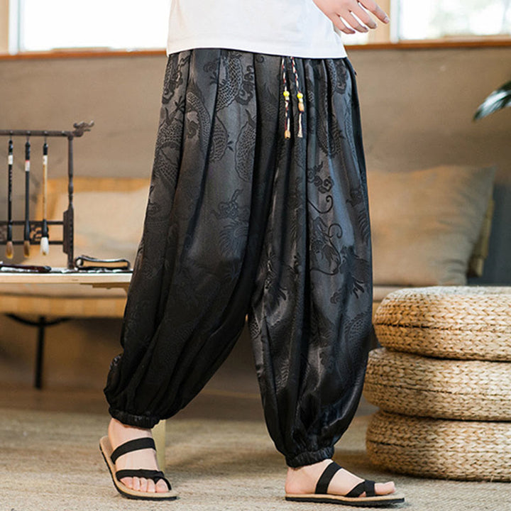 Pantalon sarouel ample pour homme avec poches et motif Buddha Stones