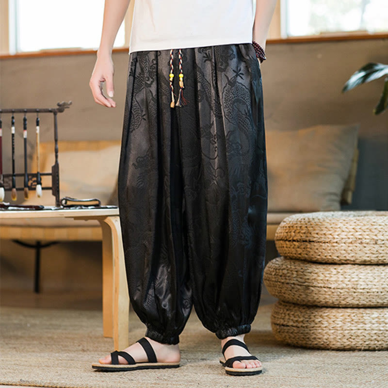 Pantalon sarouel ample pour homme avec poches et motif Buddha Stones