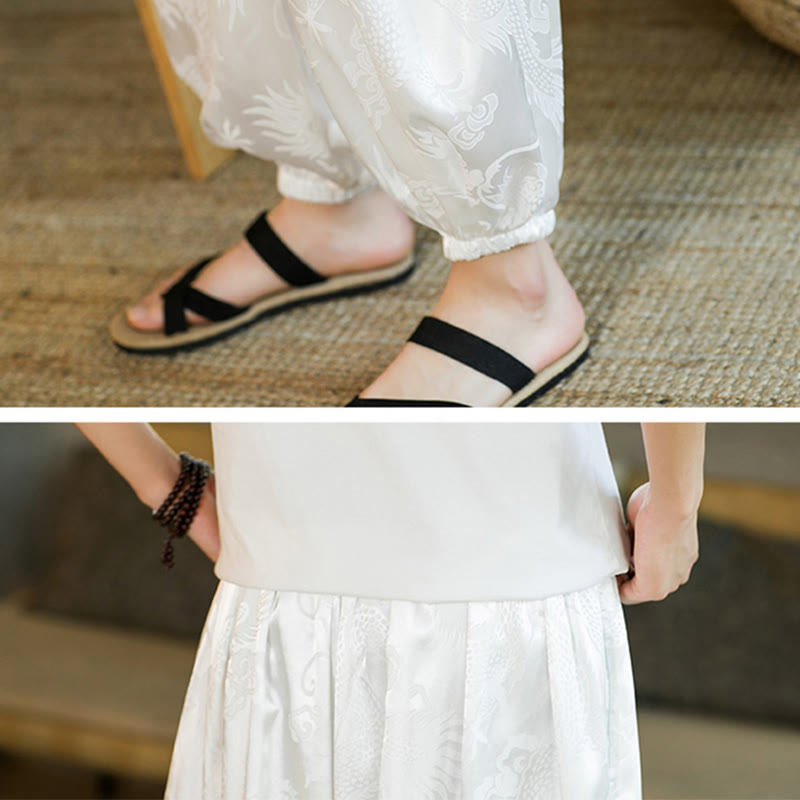 Pantalon sarouel ample pour homme avec poches et motif Buddha Stones