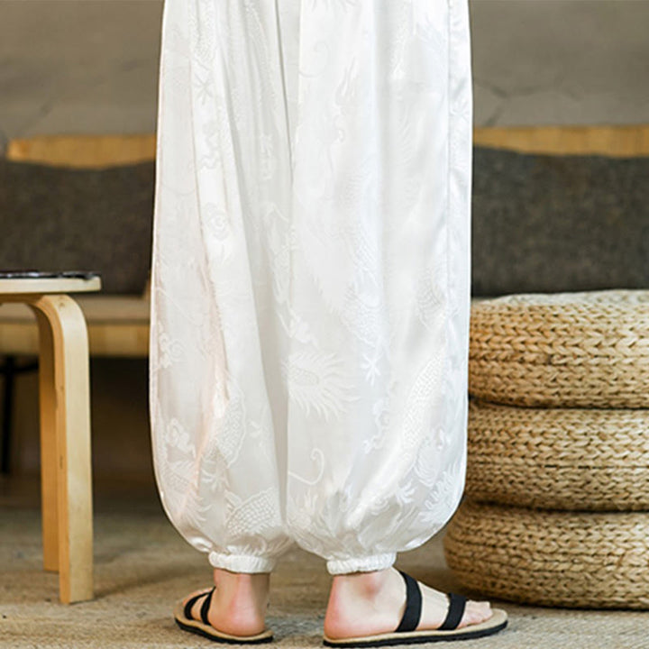 Pantalon sarouel ample pour homme avec poches et motif Buddha Stones