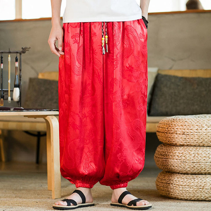 Pantalon sarouel ample pour homme avec poches et motif Buddha Stones