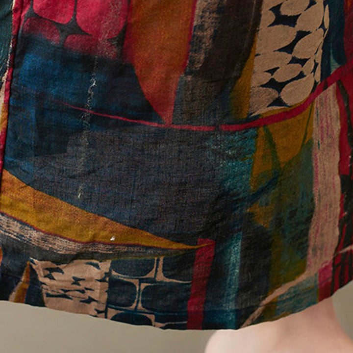 Robe tunique mi-longue en coton à manches mi-longues et poches avec motifs colorés de Buddha Stones - image 12