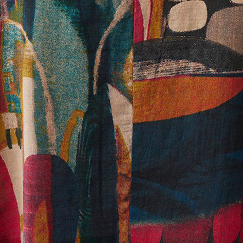 Robe tunique mi-longue en coton à manches mi-longues et poches avec motifs colorés de Buddha Stones - image 11