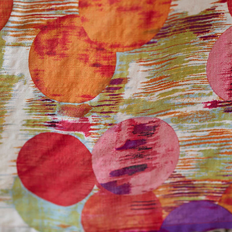 Robe mi-longue à pois colorés orange bleu Buddha Stones en coton à manches mi-longues avec poches