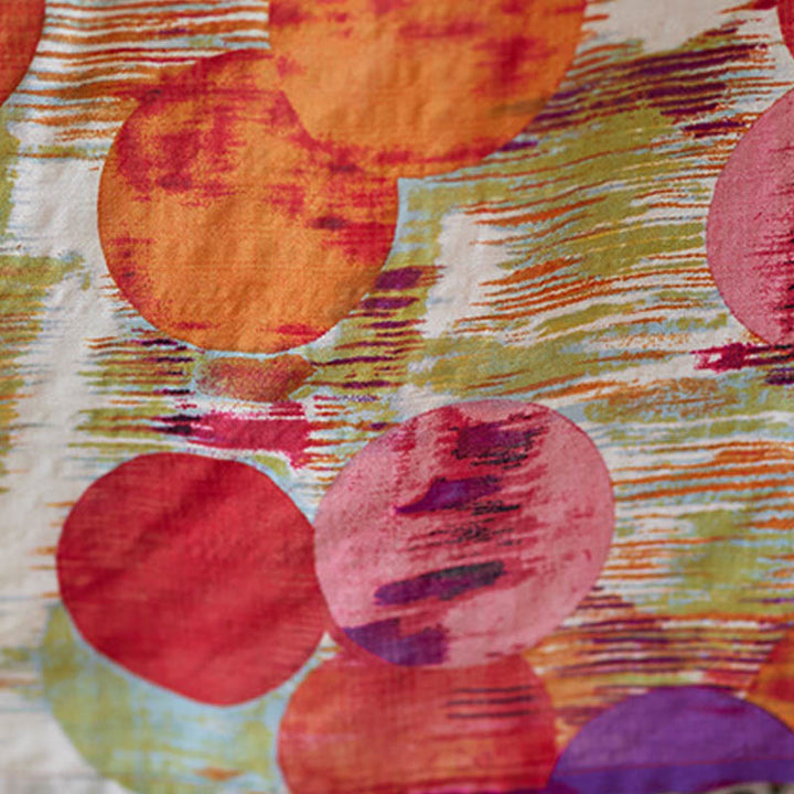 Robe mi-longue à pois colorés orange bleu Buddha Stones en coton à manches mi-longues avec poches