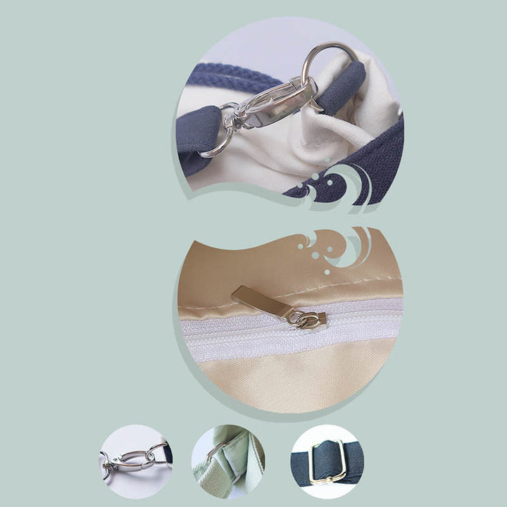 Sac à bandoulière en toile avec Buddha Stones brodées, fleurs d'herbe et fleurs de cerisier - image 10