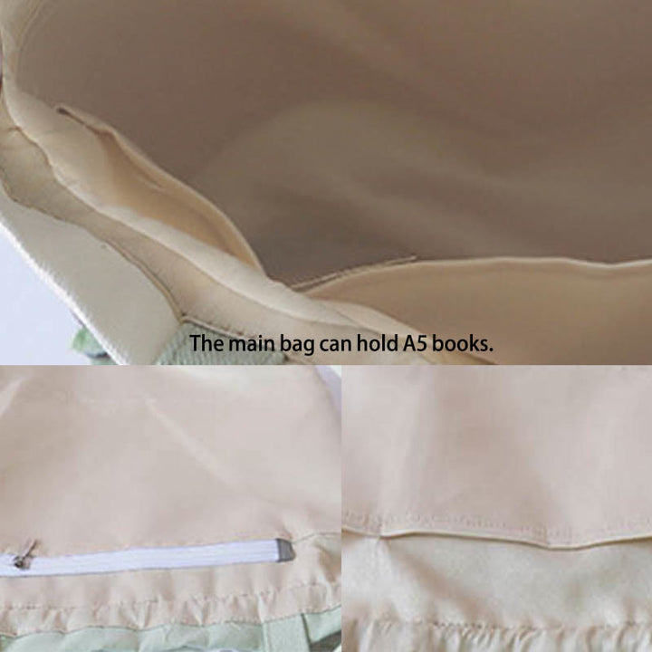 Sac à bandoulière en toile avec Buddha Stones brodées, fleurs d'herbe et fleurs de cerisier - image 3