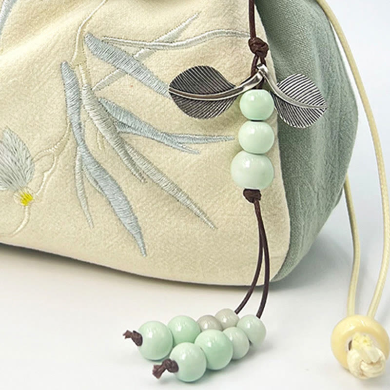 Sac à bandoulière en coton et lin avec broderie de Buddha Stones et Lotus Epiphyllum Magnolia de Suzhou