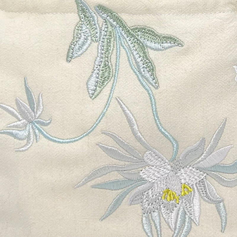 Sac à bandoulière en coton et lin avec broderie de Buddha Stones et Lotus Epiphyllum Magnolia de Suzhou