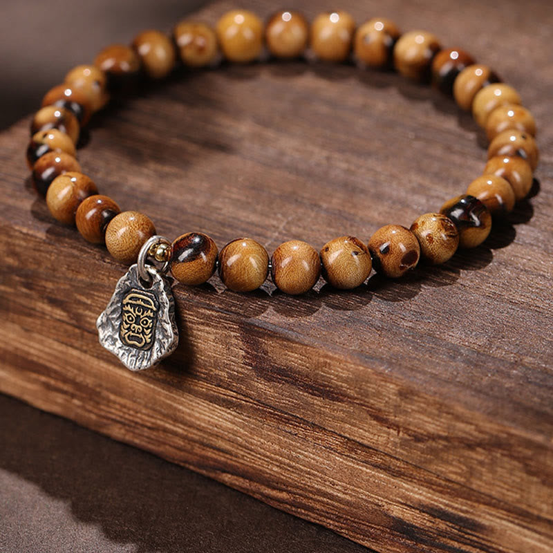 Buddha Stones en argent sterling 925, saule de mer doré naturel, déesse de la richesse, bracelet porte-bonheur, personnage Fu, succès - Zakilam en argent sterling 925 - 10 mm (Tour de poignet 14-16 cm) - image 0