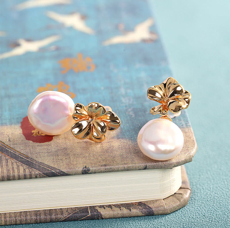 Buddha Stones en argent sterling 925 avec perles baroques naturelles et fleurs de guérison - image 1