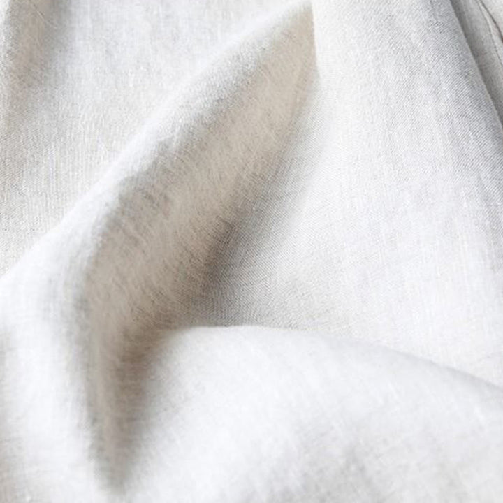 Pantalon large décontracté en coton et lin avec broderies Buddha Stones pour femmes avec poches