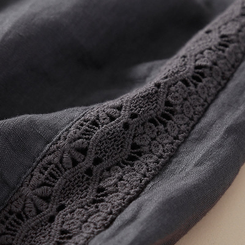 Pantalon harem ample à cordon de serrage et poches, couleur unie, motif floral et Buddha Stones - image 16