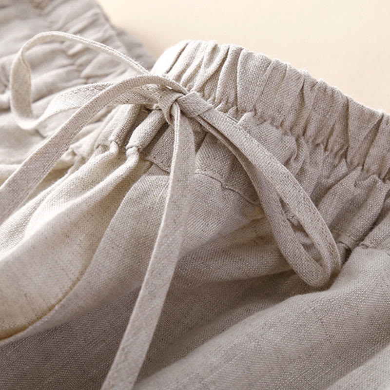 Pantalon harem ample à cordon de serrage et poches, couleur unie, motif floral et Buddha Stones - image 3