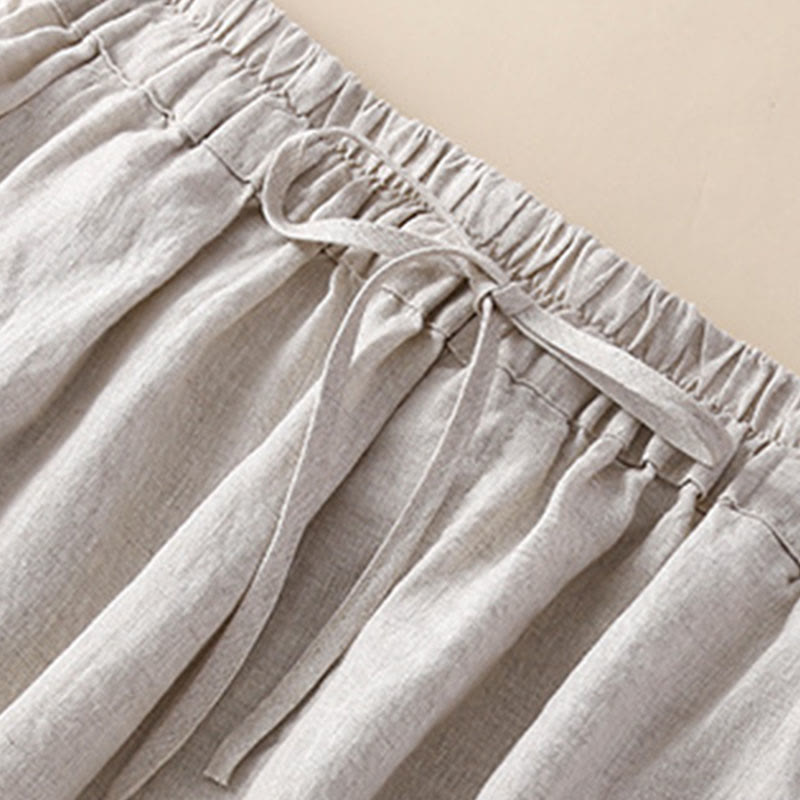 Pantalon harem ample à cordon de serrage et poches, couleur unie, motif floral et Buddha Stones - image 2