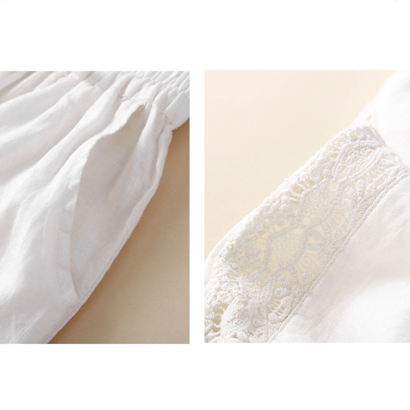 Pantalon harem ample à cordon de serrage et poches, couleur unie, motif floral et Buddha Stones - image 13