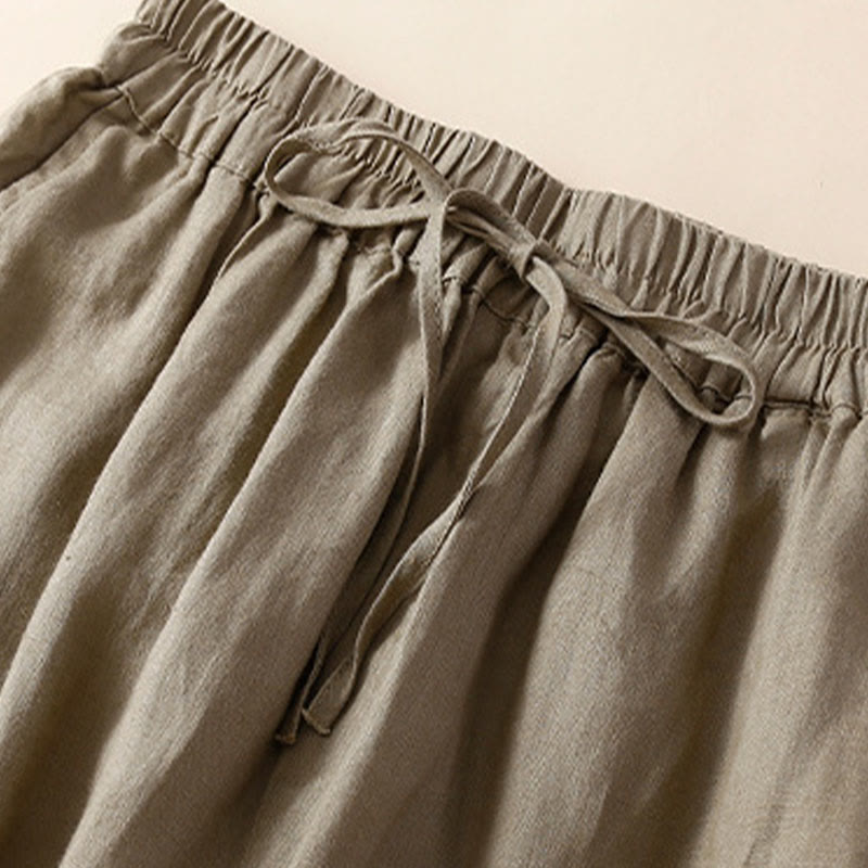 Pantalon sarouel ample à cordon de serrage avec poches et motif floral de couleur unie Buddha Stones - image 28