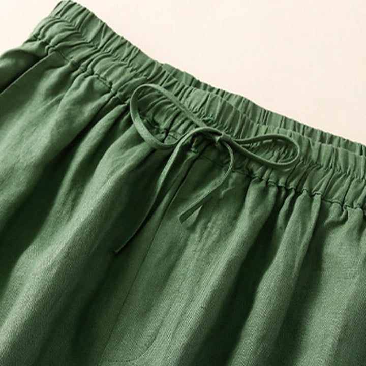 Pantalon harem ample à cordon de serrage et poches, couleur unie, motif floral et Buddha Stones - image 21