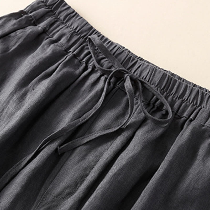 Pantalon harem ample à cordon de serrage et poches, couleur unie, motif floral et Buddha Stones - image 15