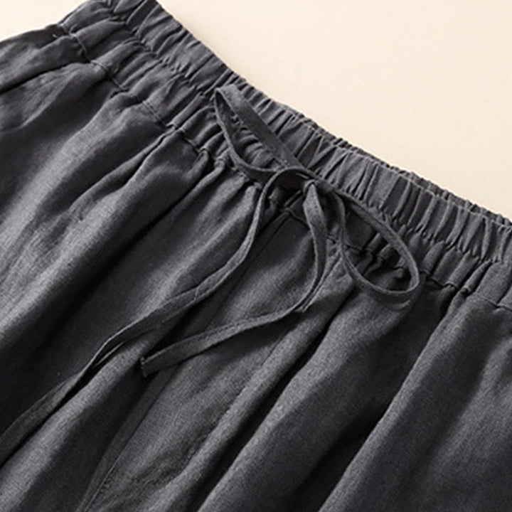 Pantalon sarouel ample à cordon de serrage avec poches et motif floral de couleur unie Buddha Stones - image 17