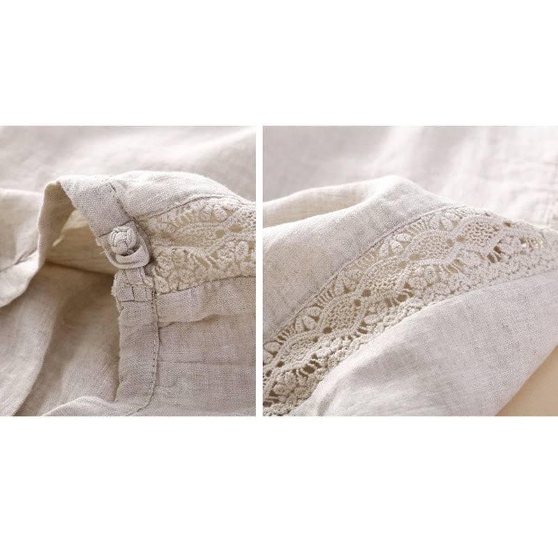 Pantalon harem ample à cordon de serrage et poches, couleur unie, motif floral et Buddha Stones - image 8