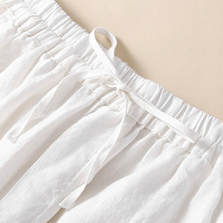 Pantalon harem ample à cordon de serrage et poches, couleur unie, motif floral et Buddha Stones - image 11