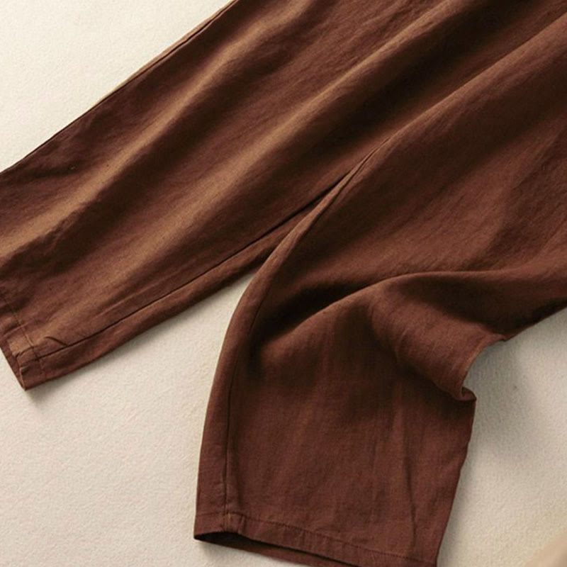 Pantalon sarouel capri taille élastique avec broderies vintage Buddha Stones et poches - image 13