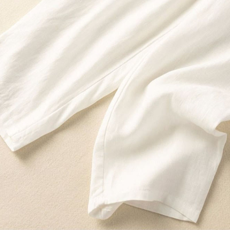 Pantalon sarouel capri taille élastique avec broderies vintage Buddha Stones et poches - image 9