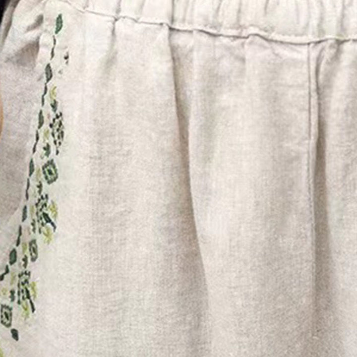 Pantalon sarouel capri taille élastique avec broderies vintage Buddha Stones et poches - image 19