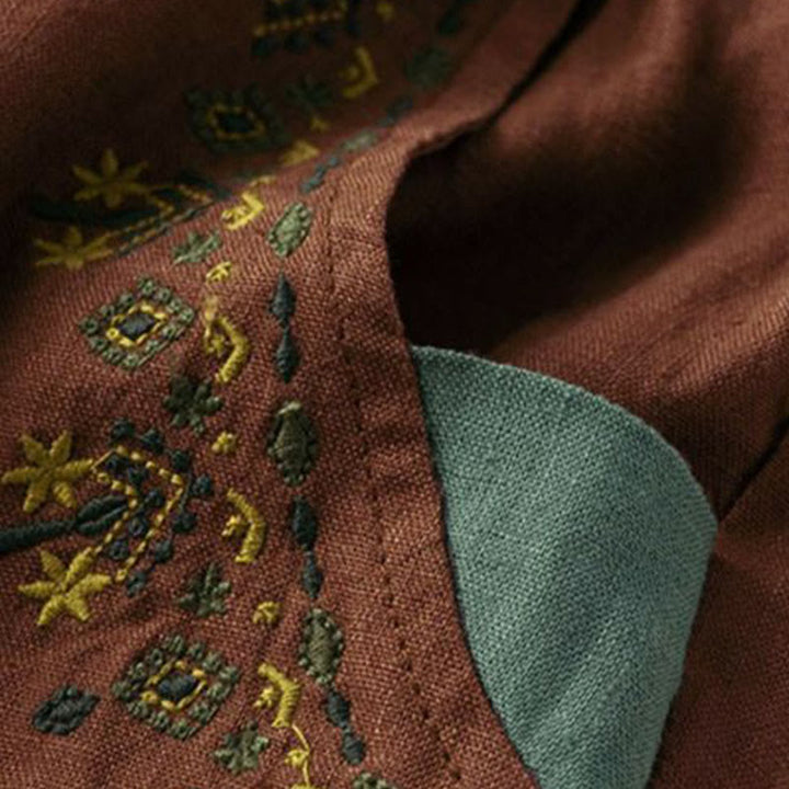 Pantalon sarouel capri taille élastique avec broderies vintage Buddha Stones et poches - image 12