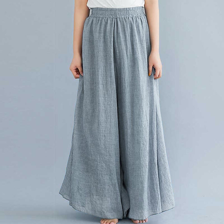 Pantalon large décontracté en coton et lin pour femme avec Buddha Stones pour le yoga et la danse