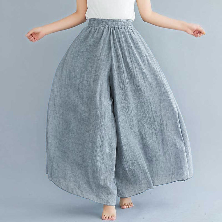 Pantalon large décontracté en coton et lin pour femme avec Buddha Stones pour le yoga et la danse