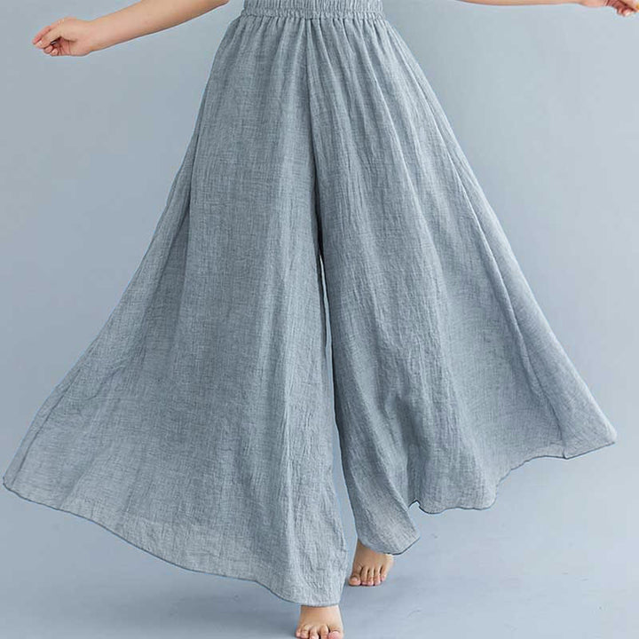 Pantalon large décontracté en coton et lin pour femme avec Buddha Stones pour le yoga et la danse