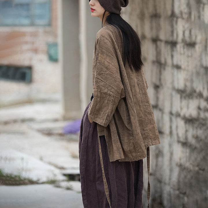 Buddha Stones et teinture par nouage Veste ouverte sur le devant pour méditation zen - image 4